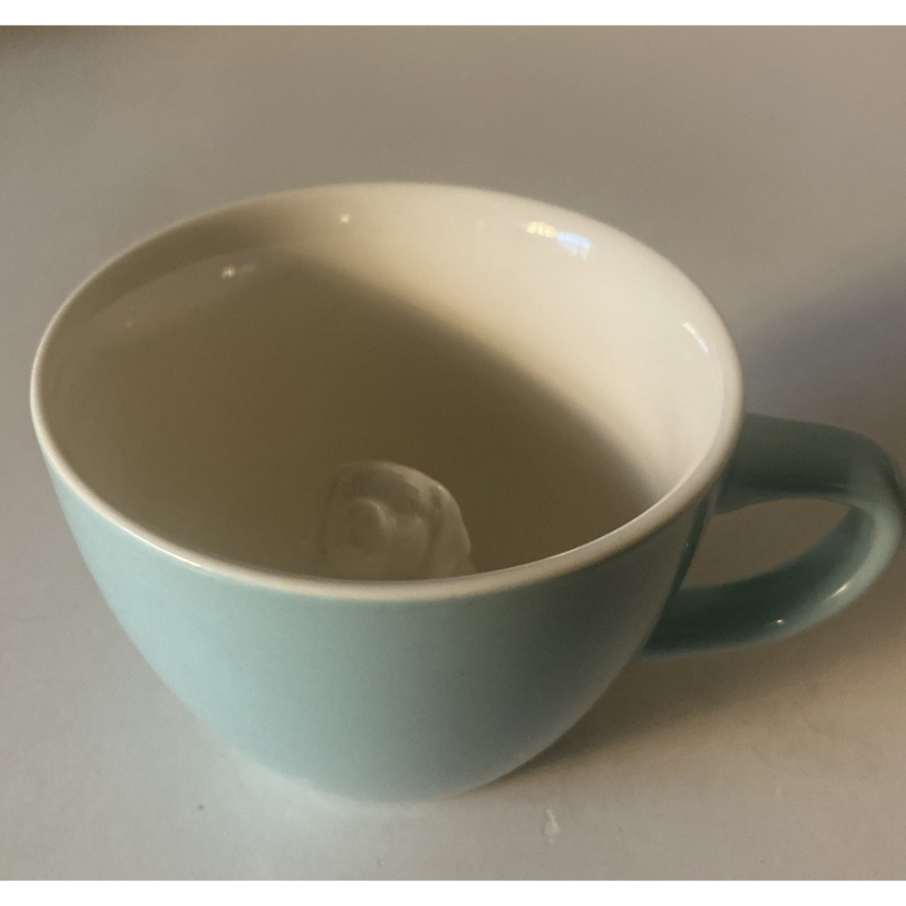 Creature Cups Turquoise and White Mug White 3D Dog Inside Peek a Boo
